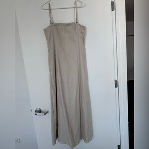 Elegant Beige Strapless Maxi Dress